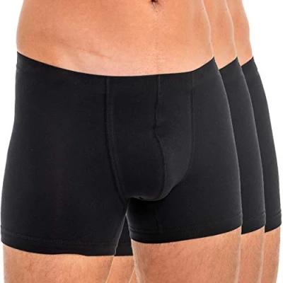 Afbeelding van HERMKO 3901 Set van 3 boxershorts voor heren, 100% biologisch katoen, zwart.
