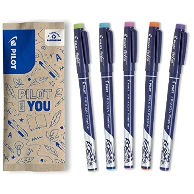 Afbeelding van PILOT FriXion Fineliner uitwisbare viltstift met warmtegevoelige inkt 1 lichtgroen, lichtblauw, roze, oranje, paars schrijfstift fijne punt
