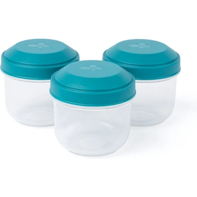 Afbeelding van Amuse Rikko Lagoon Snackbox Set van 3 Snackdoosjes Sluit gemakkelijk Transparant Rond Blauw 185 ml