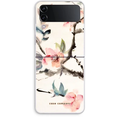 Afbeelding van Case Company® hoesje geschikt voor Samsung Galaxy Z Flip4 Japanse bloemen Soft Cover Telefoonhoesje Bescherming aan alle Kanten en Schermrand