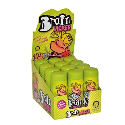 Afbeelding van Freekee Brain Licker 12 tongrollers, roll on met zure vloeibare snoepjes fruitsmaak tray verpakkingen (12 x 80 g)
