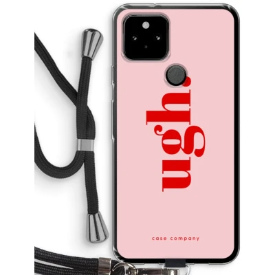 Afbeelding van Case Company® hoesje met Koord geschikt voor Google Pixel 5 Ugh Telefoonhoesje Zwart Bescherming aan alle Kanten en Over de Schermrand