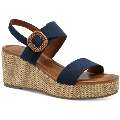 Afbeelding van Marco Tozzi Sandalen met sleehak, Dames, Maat: 36, Navy Textiel