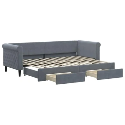 Afbeelding van vidaXL Slaapbank onderschuifbed en lades 80x200 cm fluweel donkergrijs