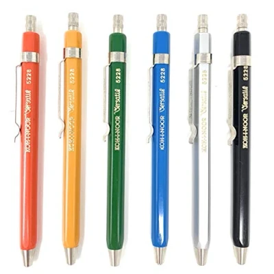 Afbeelding van KOH I NOOR Versatil 5228 vulpotlood verschillende kleuren rood + geel zwart blauw zilver groen