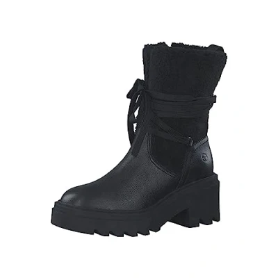 Afbeelding van Tamaris Veterboots, Dames, Maat: 38, Black Imitatieleer/ textiel
