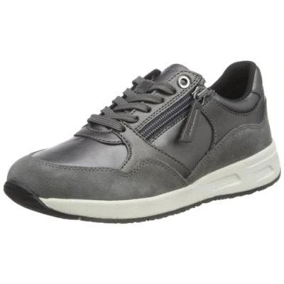 Afbeelding van Geox Sneakers laag, Dames, Maat: 38, Dark stone Leer/ synthetisch