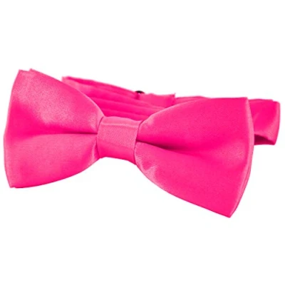 Afbeelding van DonDon Vlinderdas met haak voor kinderen, jongens, gebonden, verstelbaar, 9 x 4,5 cm, glanzend, zijdeeffect, Roze