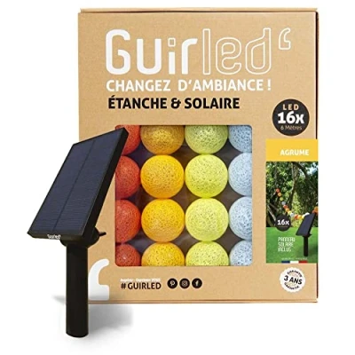 Afbeelding van Guirled Lichtsnoer met ballen voor buiten IP65 waterdicht Hoog rendement zonnepaneel Automatisch aan/uit 16 van 3 m Citrus