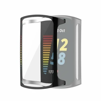 Afbeelding van Fitbit Charge 5 &amp; 6 siliconen case (volledig beschermd) Zwart