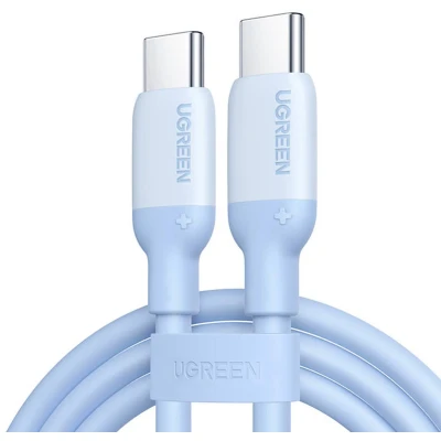 Afbeelding van UGREEN USB C naar kabel, snel opladen, PD, 60 W, kabel type C, silicagel, compatibel met iPhone 15 Plus Pro Max Galaxy S23 S22 Pixel 7 6 iPad Air MacBook Steam Deck (1 meter, blauw)