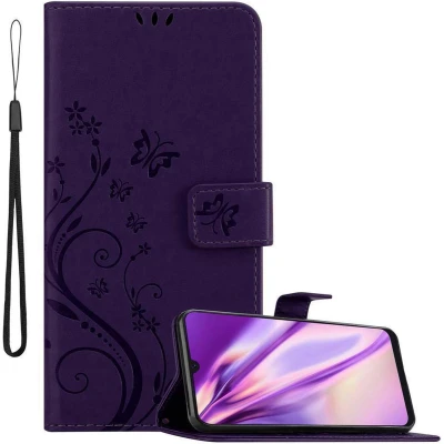 Afbeelding van Cadorabo Hoesje geschikt voor Samsung Galaxy A50 4G / A50s A30s in BLOEMEN DONKER PAARS Beschermhoes bloemmotief met magnetische sluiting, standfunctie en kaartsleuven Book Case Cover Etui