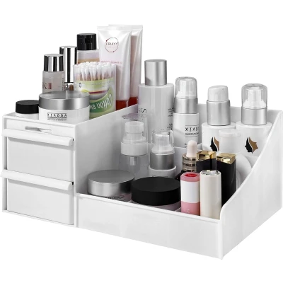 Afbeelding van make uporganizer met laden, bureau, lade, type cosmetica, opbergdoos voor sieraden, accessoires, vitrine boven werkblad, badkamer, uptafels, wit