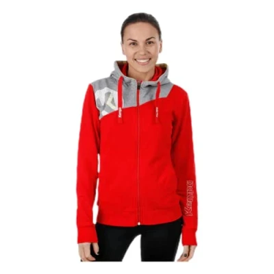 Afbeelding van Kempa Core 2.0 Hood Jacket Dames Rood Donker Grijs Melange Maat XS