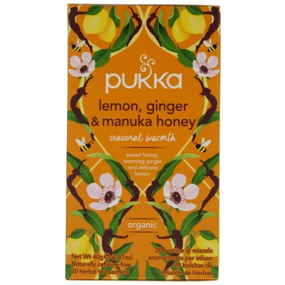 Afbeelding van Thee Pukka lemon ginger &amp; manuka honey 20 zakjes