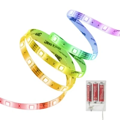 Afbeelding van Xanlite LSAK1PIRGB Led lichtstrip, 3 batterijen, 1 meter, 345 lumen, looptijd, 28 uur, bevestigingsmodus met lijm, meerkleurig, 20 variaties, wit