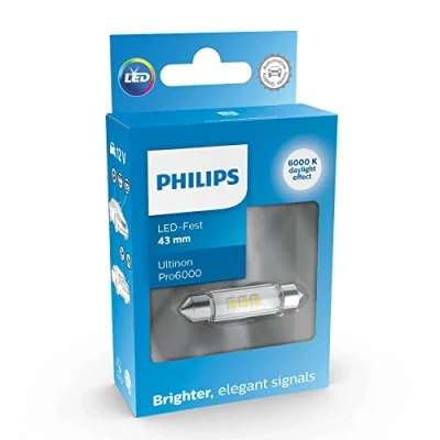 Image de Philips automotive lighting Ultinon Pro6000 LED Festoon lampe de signalisation automobile (C5W), 6.000K, 43mm Blanc