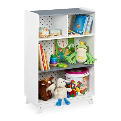 Afbeelding van Relaxdays kinderkast 4 vakken open speelgoedkast boeken babykamer opbergkast peuter