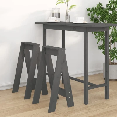 Afbeelding van Krukken 2 st 40x40x75 cm massief grenenhout grijs