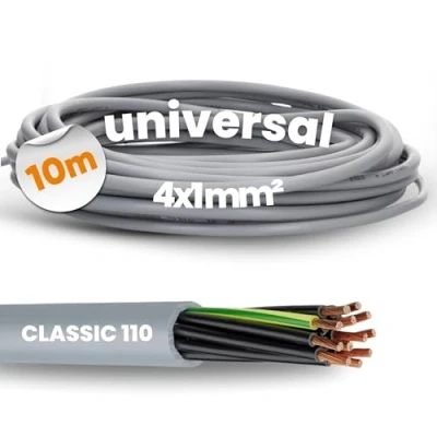Afbeelding van 10 meter Lapp 1119204 Ölflex Classic 110 PVC stuurstroomkabel 4x1 mm² met groen gele aardgeleider 4G1,0 I omhulde kabel 4 aderig