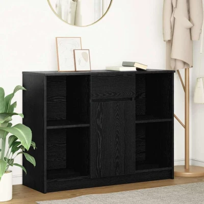 Afbeelding van vidaXL Dressoir met lade 101x35x76 cm spaanplaat zwart eikenkleurig