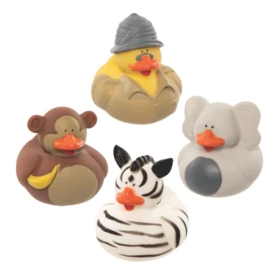 Afbeelding van Baker Ross FE320 Safari rubberen eend, 6 stuks, babyspeelgoed, feestzakvulling voor kinderen, mini speelgoed kinderen