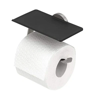 Afbeelding van Tiger Noon Wc rolhouder met planchet Toiletrolhouder Zonder boren TigerFix (apart verkrijgbaar) RVS geborsteld