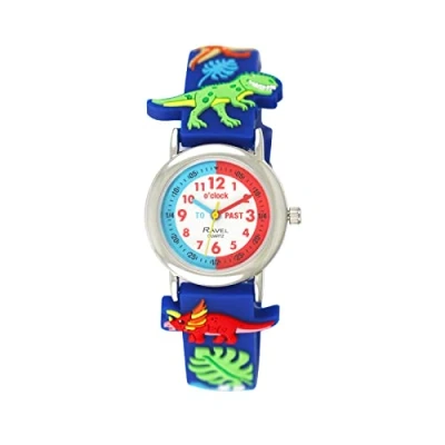 Afbeelding van Ravel Kinderen leren het horloge van de tijd, Blauwe dinosaurus., Riemen