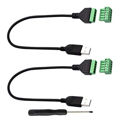 Afbeelding van zdyCGTime 2 stuks USB 2.0 A stekker naar 5 polige aansluitkabel met afgeschermde klemmen 30 cm