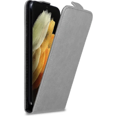 Afbeelding van Cadorabo Hoesje geschikt voor Samsung Galaxy S21 ULTRA in TITANIUM GRIJS Beschermhoes flip design Case Cover met magnetische sluiting