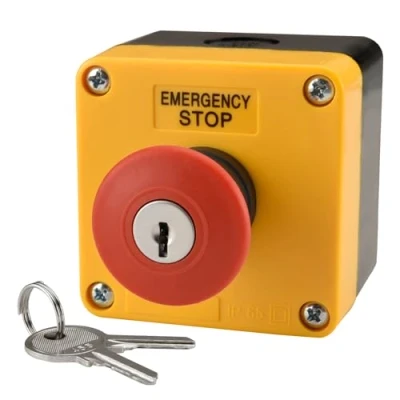Afbeelding van Heschen rood paneel, noodstopschakelaar, weerbestendig, 660 V, 10 A, drukknopschakelaar met doos en sleutel