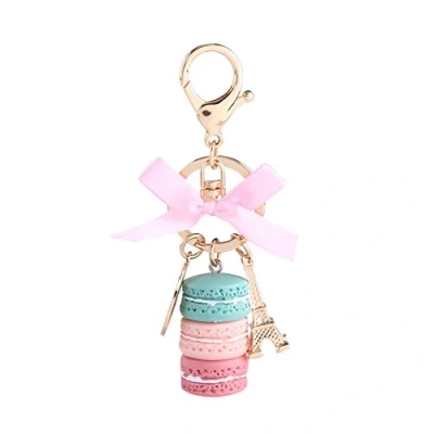 Afbeelding van Sleutelhanger macaron van legering, schattig, kleurrijk, macaron, Eiffeltoren, hanger, auto, charme, decoratie voor huis, kinderen, feestcadeau Kerstmis (15 x 7 2 cm, groen)