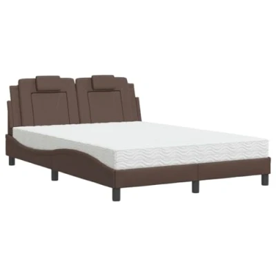 Afbeelding van vidaXL Bed met matras kunstleer bruin 140x190 cm