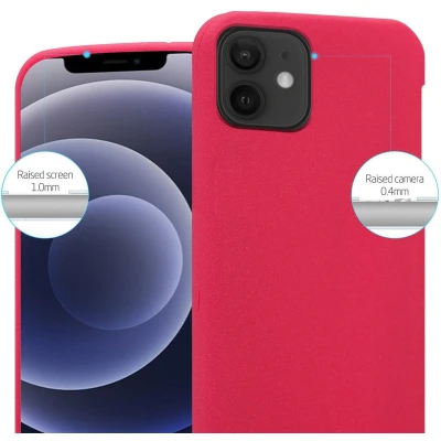 Afbeelding van Cadorabo Hoesje geschikt voor Apple iPhone 12 / PRO in FROST ROOD Beschermhoes gemaakt van flexibel TPU silicone Case Cover