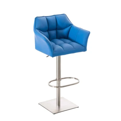 Afbeelding van Barkruk Sarpsborg Kunstleer Mat geborsteld RVS, Blauw