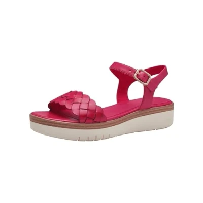 Afbeelding van Tamaris Sandalen met plateauzool, Dames, Maat: 38, Fuxia Leer