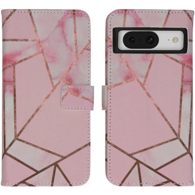 Afbeelding van iMoshion Hoesje Met Pasjeshouder Geschikt voor Google Pixel 8 Pro Design Softcase Bookcase Meerkleurig / Pink Graphic