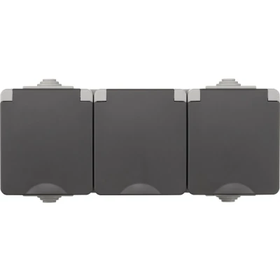 Afbeelding van Opbouw Wandcontactdoos 3 voudig IP55 Grijs