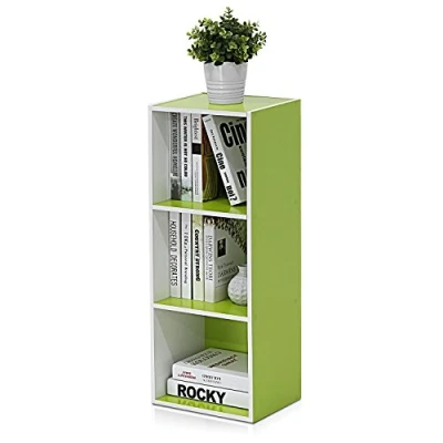 Image de Furinno Luder Bibliothèque ouverte à 3 étages Blanc/vert