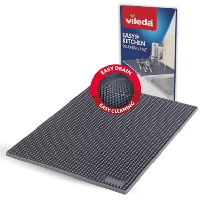 Afbeelding van Vileda TPR afdruipmat 30 x 40 cm Voedseldroogmat Antislip Rolbaar en ruimtebesparend Ideaal voor servies, bestek glazen