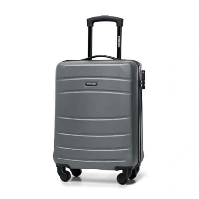 Image de WITTCHEN Valise de voyage Bagage à main cabine rigide ABS 4 roulettes pivotantes Serrure combinaison Poignée télescopique Globe Line Taille M Gris Brussels Airlines/Ryanair/TUI fly Belgium