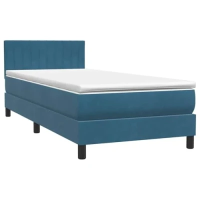 Afbeelding van vidaXL Boxspring met matras fluweel donkerblauw 80x220 cm
