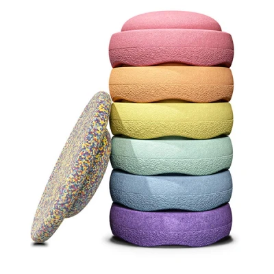 Afbeelding van Stapelstein rainbow met confetti balance board pastel 7st