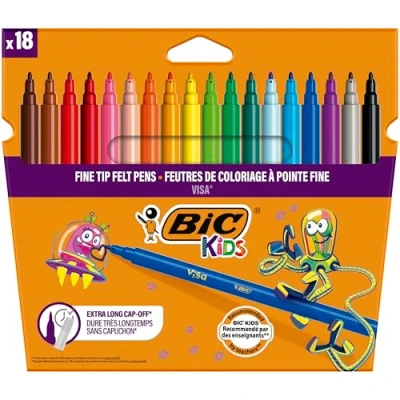 Image de Feutre Bic Visa pointe fine résistante Etui de 18 Feutres assortis
