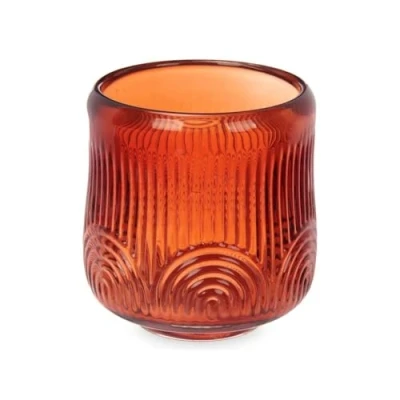 Afbeelding van Kaarshouder Strepen Oranje Kristal 9 x 9,5 cm (12 Stuks)