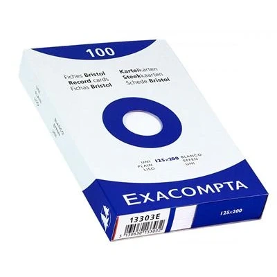 Image de Bristol Exacompta 297x420mm 205g Uni Etui de 100 fiches Blanc