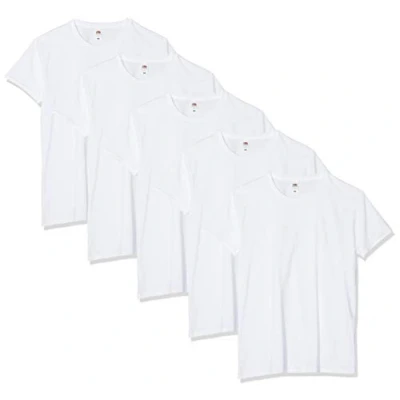 Afbeelding van Fruit of the Loom Iconisch T shirt, lichtgewicht ringgesponnen verpakking van 5 shirts voor heren (5 stuks), Wit 30