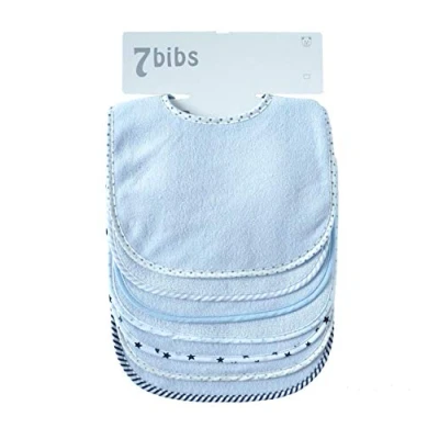 Image de Shinningstar Lot de 7 bavoirs bandanas double couche en coton doux et absorbant pour bébés bleu, étanche