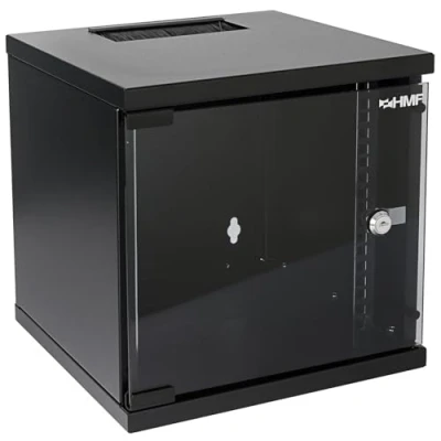 Afbeelding van HMF 63406 02 netwerkkast, 10 inch (10 inch), 6 U, diepte 300 mm, volledig gemonteerd, glazen deur, zwart