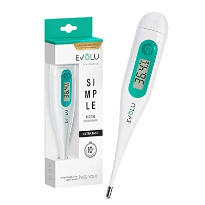 Afbeelding van Evolu Waterdichte digitale thermometer, temperatuurmeting in de mond, rectal of oksel 10 sec, voor baby&#039;s, kinderen, volwassenen, hoge precisie bij 0,1 C, gemakkelijk leesbare displaybewaardoos